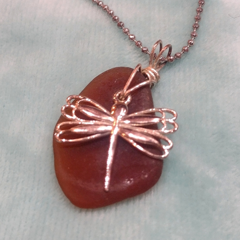 Dragonfly Sea Glass Necklace